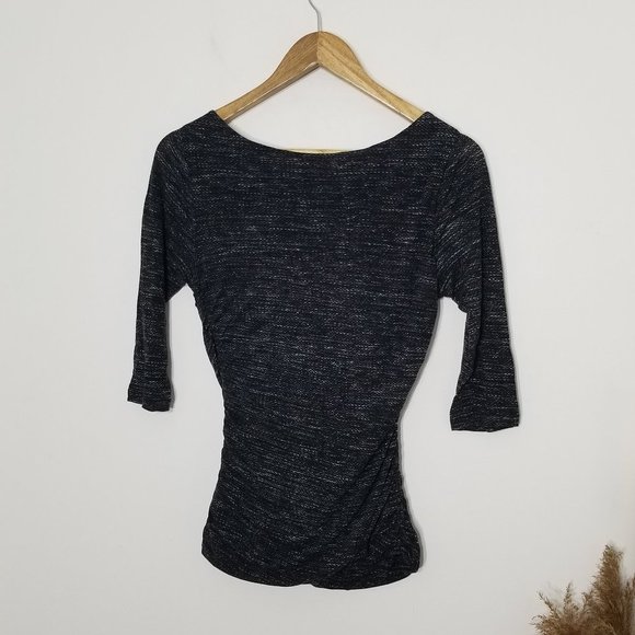 H&M Scoop Neck Black White 3/4 Sleeves Business Casual Office Lightweight Top - Picture 5 of 8